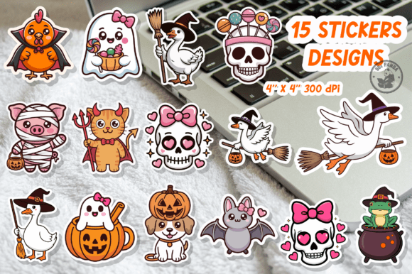 Download Halloween Coquette Stickers Ghost Bundle - Premium Bundle