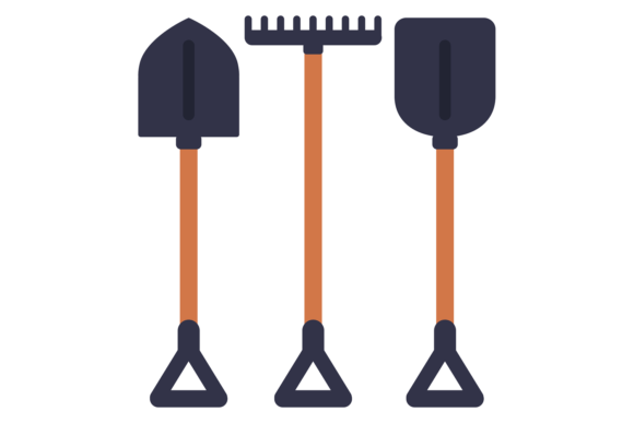 Download Gardening Tools Color Icon. Rake and Dig - Premium Resources